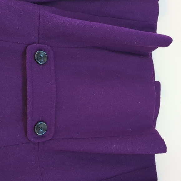 Old Navy Wool Blend Full Lined Regency Ruffle Collar Purple Short Swing Coat - Picture 3 of 7